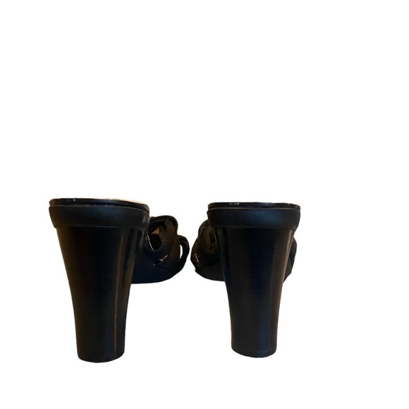 New Y2k Kenneth Cole black Suede Mule heels silver buckle Rubber Sole comfy Boho - Picture 11 of 15